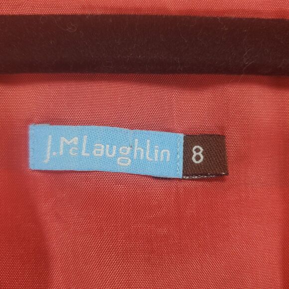 sz 8 J. McLaughlin Silk Tunic Shift Dress 3/4 Sleeve Knee Length Kaftan Resort - Picture 6 of 12